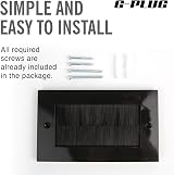 G-PLUG Cable Pass Through Wall Plate Brush Black Double Gang view 6
