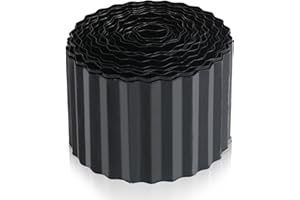 Quibbay Metal Corrugated Garden Edging, Landscape Edging Border for DIY Flower Beds, Flexible Bender Border for Lawn, Garden and Yard, Galvanized Garden Edging Border (Black, 6 Inch x 50FT)