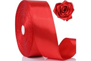 NESCCI 100 Yards Ribbon,1-1/2 Inch Red Satin Ribbon,Single Face Satin Ribbons,Perfect for Gift Wrapping,Wedding Decoration,Handmade Bows, Wrapping Bouquet and More