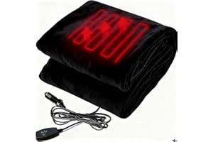 Big Ant Electric Car Blanket 12V Heated Car Blanket with 4 Hours Auto Off, Fast Heating Level Electric Blanket for Car Truck SUV RV Car Electric Blanket 58" x 42" (Black,Upgrade Model)