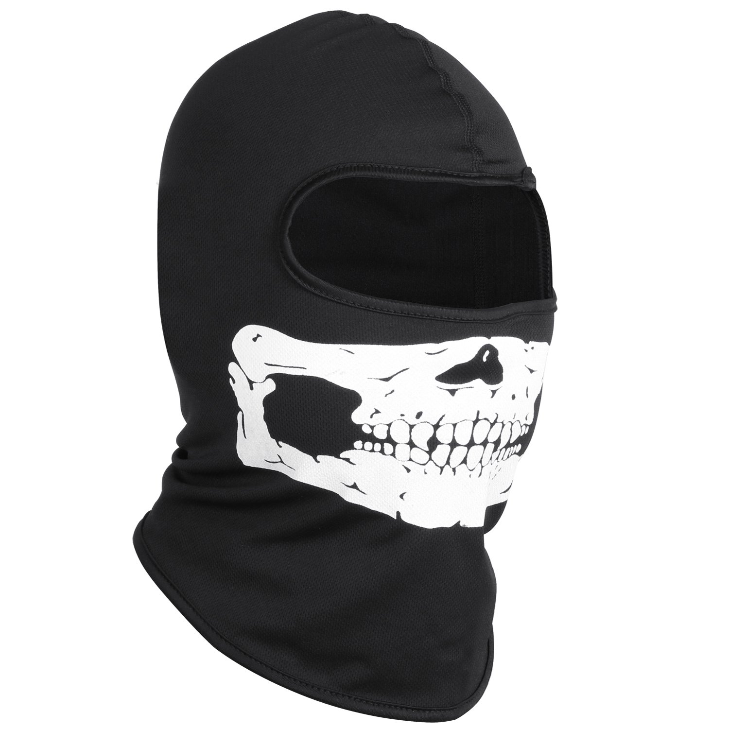 TRIXES Black Balaclava with Skull Jaw Print - Cycling, Ski & Snowboarding, Airsoft and Motorsports Essential - Stretch Fit - Windproof Warmer - Single Hole for Eyes - One Size