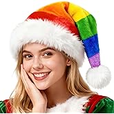 Domkier Santa Hat for Adults Christmas Hat Xmas Holiday Hat Plush Santa Claus Hat Christmas Party Supplies