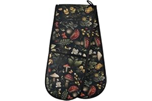 Double Oven Mitts Connected Mushroom Plant Forest Heat Resistant Long Oven Glove for Cooking Grilling Baking Barbecue 7" x 35