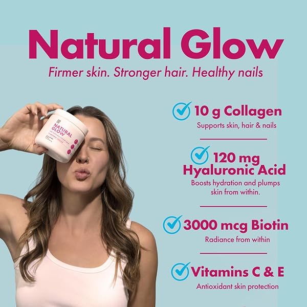 YES YOU CAN! NATURAL GLOW BEAUTY COLLAGEN POWDER – 10G HYDROLYZED COLLAGEN WITH BIOTIN, HYALURONIC ACID, VITAMINS C & E – SKIN, HAIR & NAIL SUPPORT – 15 SERVINGS (UNFLAVORED)