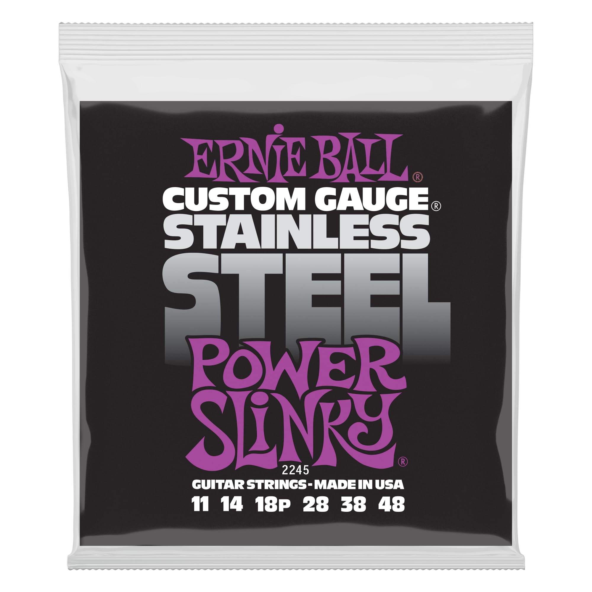 Ernie Ball Power Slinky Stainless Steel Wound Electric Guitar Strings - 11-48 Gauge