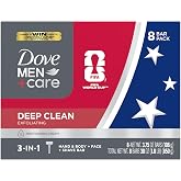 DOVE MEN + CARE Men's Bar Soap Deep Clean More Than Bar Soap 8 Bars 3.75 oz | For deep cleansing, Helps remove dirt without dryness, With purifying grains, For showering, 1/4 moisturizing cream