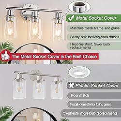 3-Light Bathroom Light Fixtures, Chrome Bathroom