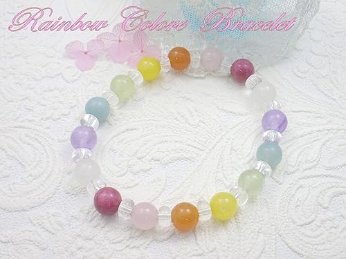 Amazon Co Jp 厄除けにも クォーツブレスレット 運を呼ぶブレス 保証書つき パワーストーン レインボーカラーのクォーツ ブレスレット パステルカラーがオシャレなお守り 厄除けブレス 水晶ブレス レインボークォーツ ローズクオーツ ホーム キッチン