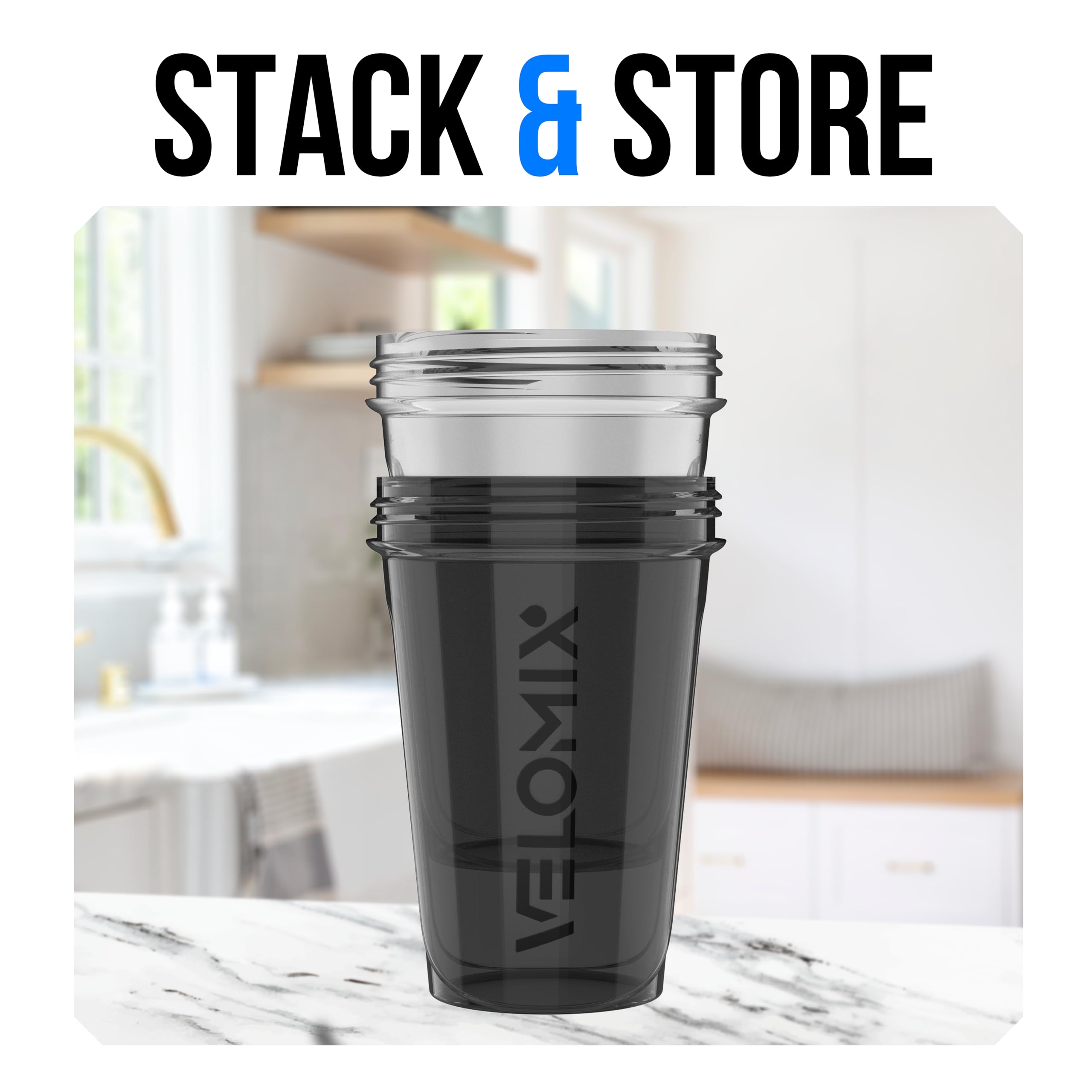 VELOMIX -2 Pack- 16 oz Protein Shaker Bottles for Protein Mixes - 2x Wire Whisk | Leak Proof Shaker Cups for Protein Shakes and Pre Workout | Protein Shaker Bottle Pack (Black/Transparent)