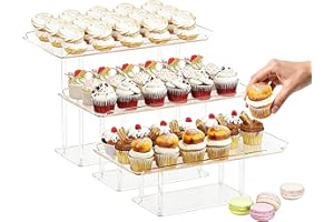 HeiMma 3 Pack Dessert Table Display Set, Clear Acrylic Dessert Stands Buffet Risers for Cupcakes Dessert Pastry Food Treat Ti