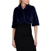 Laundry by Shelli Segal Women's Faux Fur Shrug– Cropped Evening Wrap, Soft Plush, Wedding, Party Cover-up