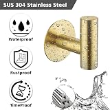 YUET Brushed Brass Self-Adhesive 2 Pcs Towel Hooks SUS 304 Stainless Steel view 2