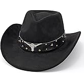 SANSTHS Cowboy Hats for Men Women Cowgirl Hat Wide Brim Felt Hats Western Leather Cowboy Hats for Lover