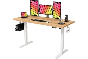 Monomi Electric Standing Desk, 55 x 24 inches Height Adjustable Desk, Ergonomic Home Office Sit Stand Up Desk with Memory Preset Controller (Natural Top/White Frame)
