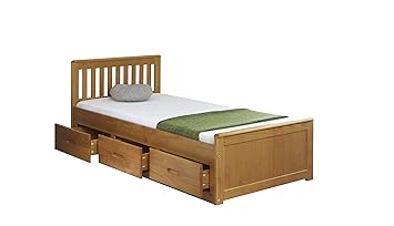 3 0 Single Mission Bed With 3 Drawer Storage In Honey Pine Flex