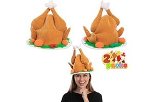 JOYIN 2 PCS Plush Roasted Turkey Hat for Thanksgiving Night Event, Roasted Turkey Dress-up Party, Thanksgiving Decoration,Role Play Carnival Cosplay,Thanksgiving Accessories, Thanksgiving Costume Hats