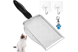 itPlus Cat Litter Scoop, Stainless Steel Cats Sturdy Mesh Scooper Kitty Litter Scoop Long Handle Scooper Shovel Sifter for All Litter Types Metal Cat Scooper for Litter Box