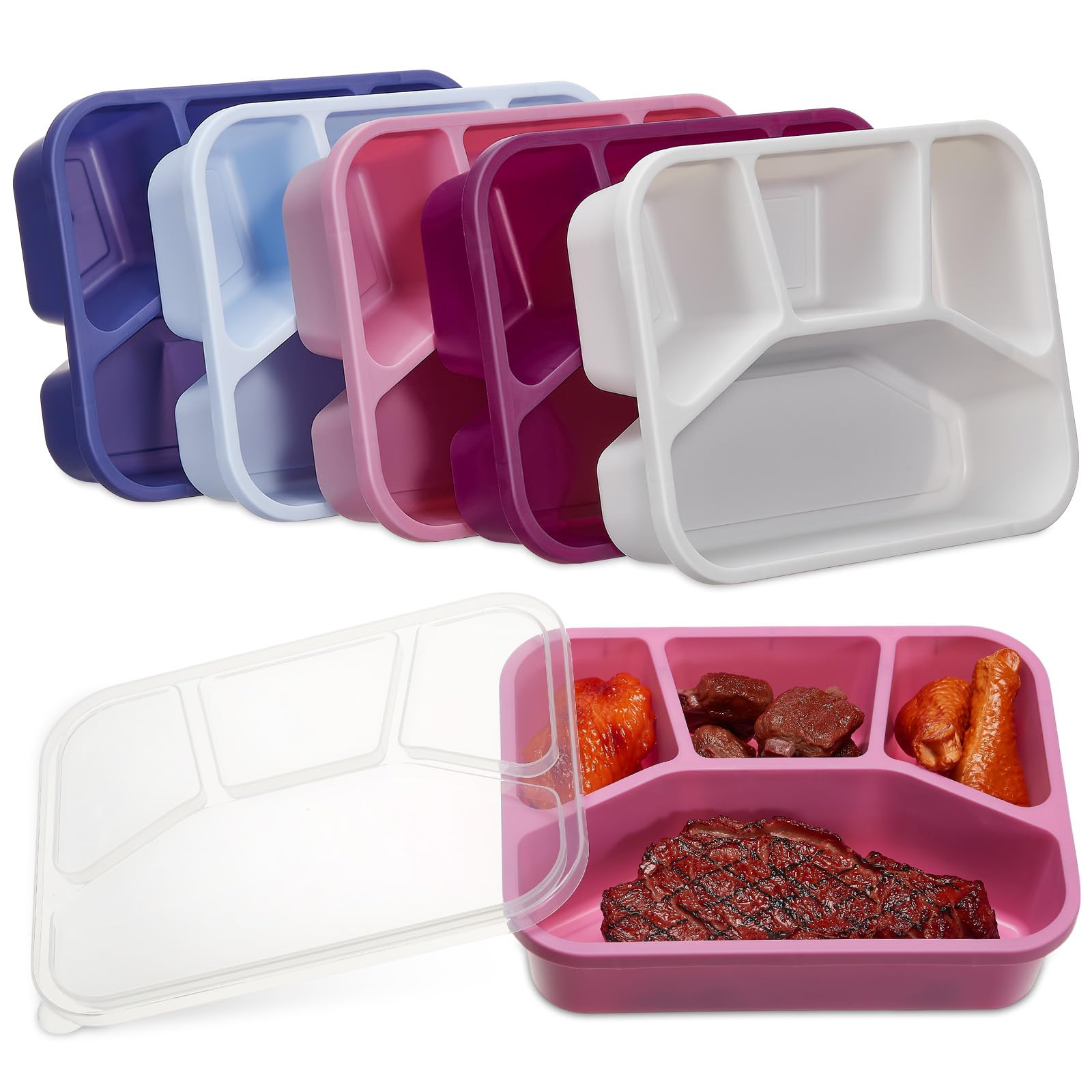Photo 1 of **MINOR DAMAGE**
Honeydak 5 Pack Snack Containers 4 Compartment Bento Snack Boxes Reusable Lunchable Containers with Lids Divided Meal Prep Lunch Food Storage Box for School Work Travel(Elderberry,Mixed)
