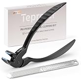 Tepreter Toenail Clippers for Seniors for Thick Toenails with Long Handle | 4.5in Angled Head Toe Nail Clippers for Men with Wide Jaw Opening, Sharp Ergonomic Non-Slip Fingernail Clipper with Catcher