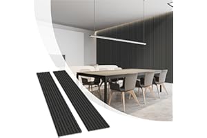 Olanglab Wood Slat Wall Panels, Wooden Acoustic Wall Panels, 94.5"x12.6" Each 3D Wall Panels for Interior Wall Decor, 2 Pack in Total 94.5"x25.2" (Matte Black)