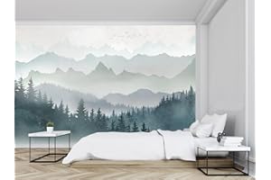 Cliouar-Mountain Peaks Woods Bedroom Living Room Decoration Mural Wallpaper 103" x 69"(Not Self-Adhesive)