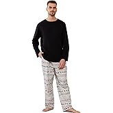 Vulcandon Men's 100% Cotton Pajama Sets, Soft Warm Long Sleeve Sleepwear Pjs Comfy 2 Piece Pajama Set for Men with Pockets