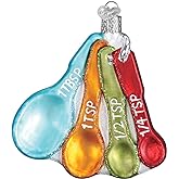 Old World Christmas Chef's Collection Glass Blown Ornaments for Christmas Tree Measuring Spoons, Model:32346 4.17 x 4.17 x 4.02 inches