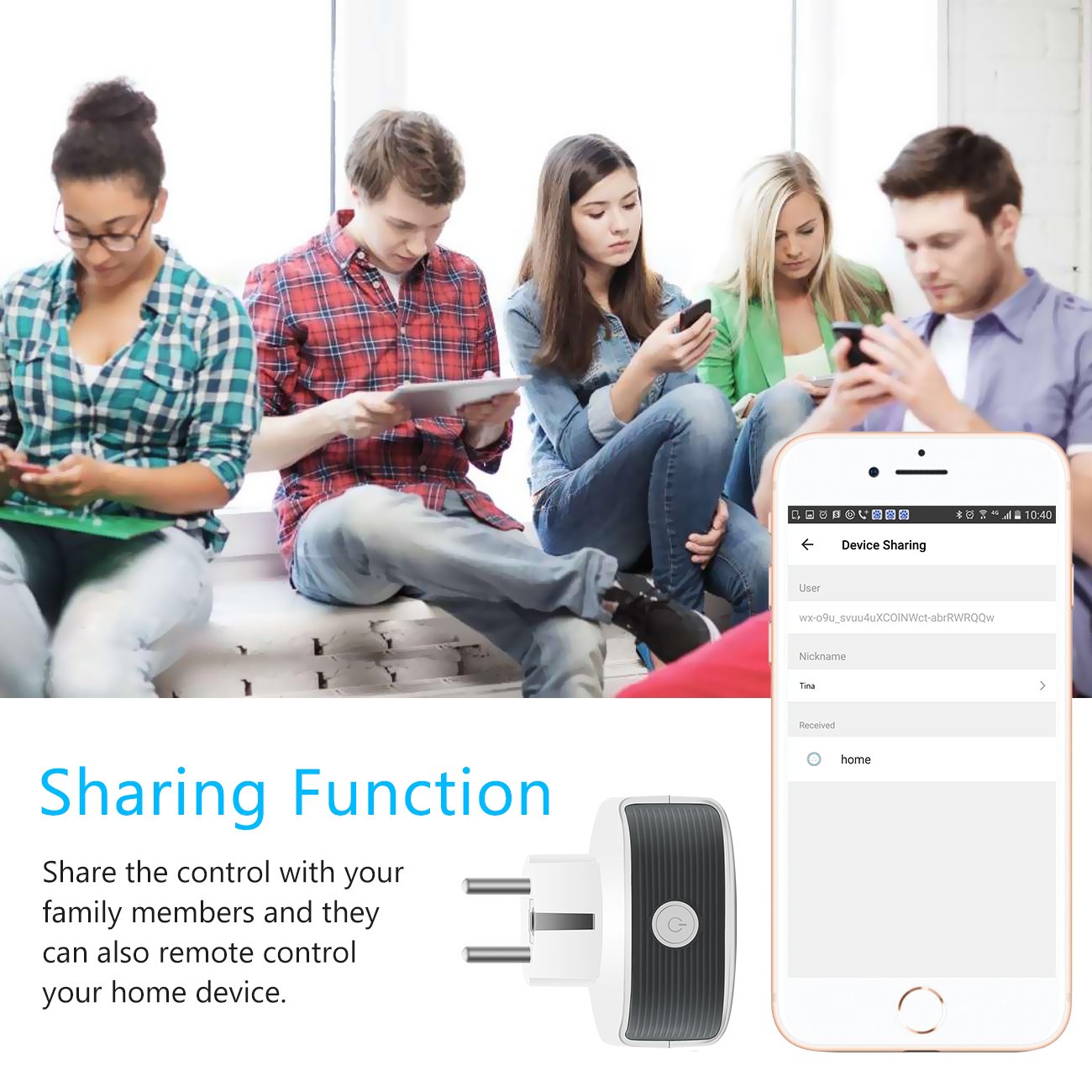 2X Prise Connectée Wi-FI, 2000W 10A Prise Intelligente Fonctionnant avec Amazon Alexa Google Home IFTTT Télécommande de Contrôle Port USB Fonction Timer et Application de Contrôle