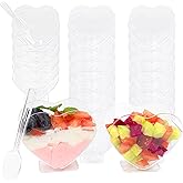 FORBFAN 200 Pack Mini Dessert Cups with 200 Pcs Spoons, 4 OZ Dessert Shooter Cups, Heart-shaped Small Serving Containers for Party, Charcuterie, Yogurt, Ice