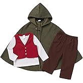 IBTOM CASTLE Toddler Boy Renaissance Costume Baby Suit with Cape Medieval First Birthday Halloween Cosplay Outfit