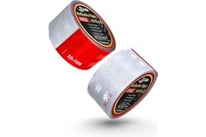 Dynta Reflective Tape Safety Reflector DOT-C2 2Inch x 30Ft Waterproof Adhesive Conspicuity Red and White Tape for Trailer, Trucks, Cars,Yachting,Outdoor 2 Rolls (2Inch x 15Ft)