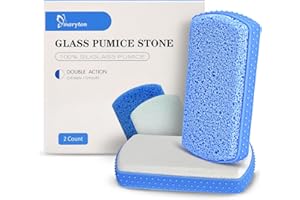 Maryton Foot Pumice Stone for Feet, Upgraded 2 in 1 Pedicure Tools Glass Pumice Stone with Grip, Portable Foot Care Gifts for Men or Women Stocking Stuffers, 2-Count