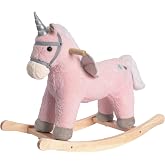 Rock My Baby Rocking Horse, Rocking Animal with Realistic Sound, Stuffed Rocker for Toddlers 18M+, Soft Filling Ride on Pony, Pink Horse, CPC Certified