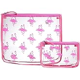 BOGG BAG Clear Designer Zipper Insert (Set of 2) Travel Organizer Storage Pop In Original Bogg and Baby (Pink Flamingo)