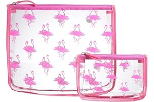 BOGG BAG Clear Designer Zipper Insert (Set of 2) Travel Organizer Storage Pop In Original Bogg and Baby (Pink Flamingo)