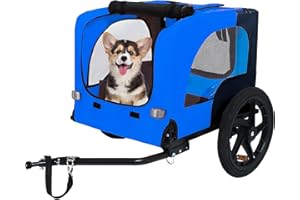 Aosute Pet Bike Trailer,Dog Bike Trailer for Small and Medium Pets,Up to 88lbs Easy Folding Cart Frame Quick Release Wheels,Non-Slip Floor,Internal Leash