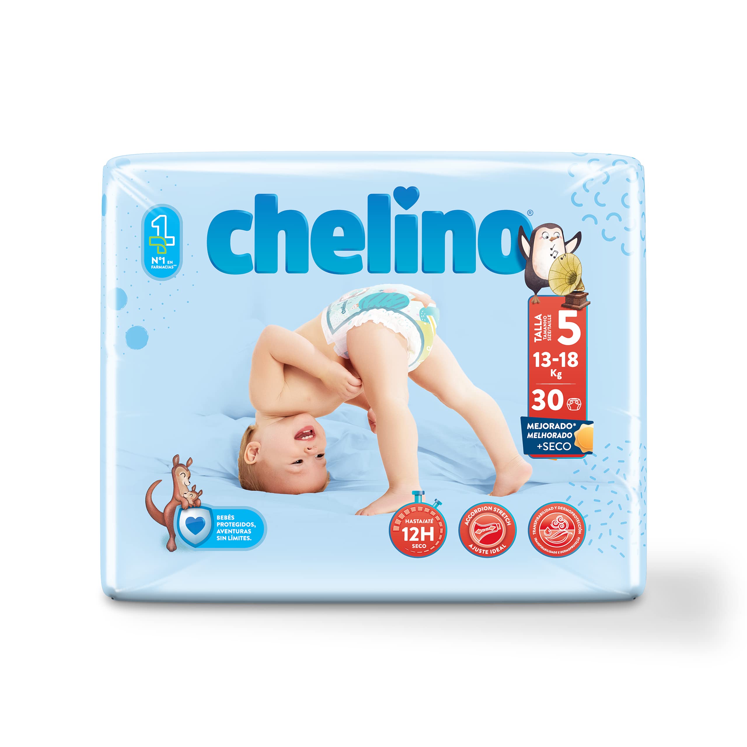 Chelino Baby Diapers Size 5 (13-18 kg), 30 Count (Pack of 1)
