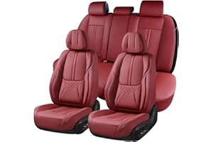 BWTJF Car Seat Covers Full Set, Front and Rear Seat Covers for Cars, Leatherette Auto Seat Protectors Car Interior Accessories, Car Seat Cushions Fit for Most Sedans SUV Pick-up Truck, WineRed