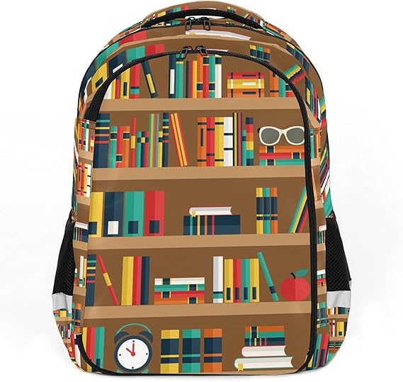 Estanterías con libros-01 Perfecto para mochilas escolares y de viaje