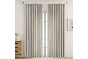 Ebesto Extra Wide Pinch Pleated Curtains 84 Inches Long 2 Panels Set, Soft Thick Textured Window Curtains, Light Filtering Fa