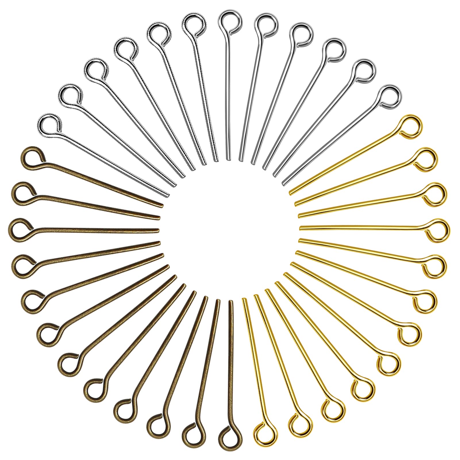 TOAOB 600pcs Mixed Colors Eye Pins 20MM for Beading DIY Craft Jewelry Making