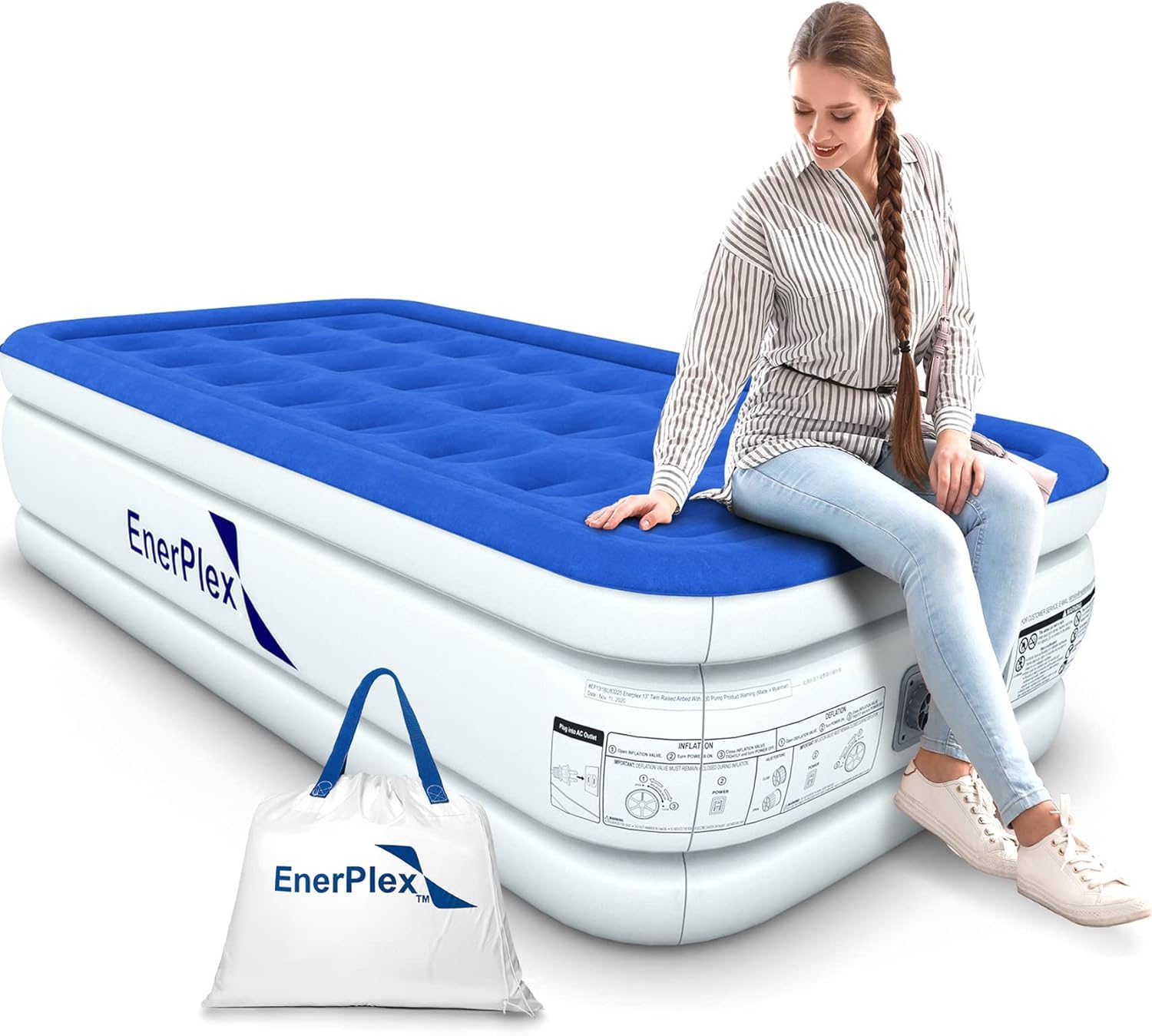 Photo 1 of EnerPlex Twin Air Mattress with Built-in Pump - 13 Inch Double Height Inflatable Mattress for Camping, Home & Portable Travel - Durable Blow Up Bed with Dual Pump - Easy to Inflate/Quick Set UP?