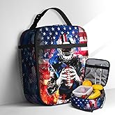 Kids Lunch Box for School Insulated Football Lunch Bag With Adjustable Shoulder Strap Lunch Tote Bag For Kids Girls School Office Work