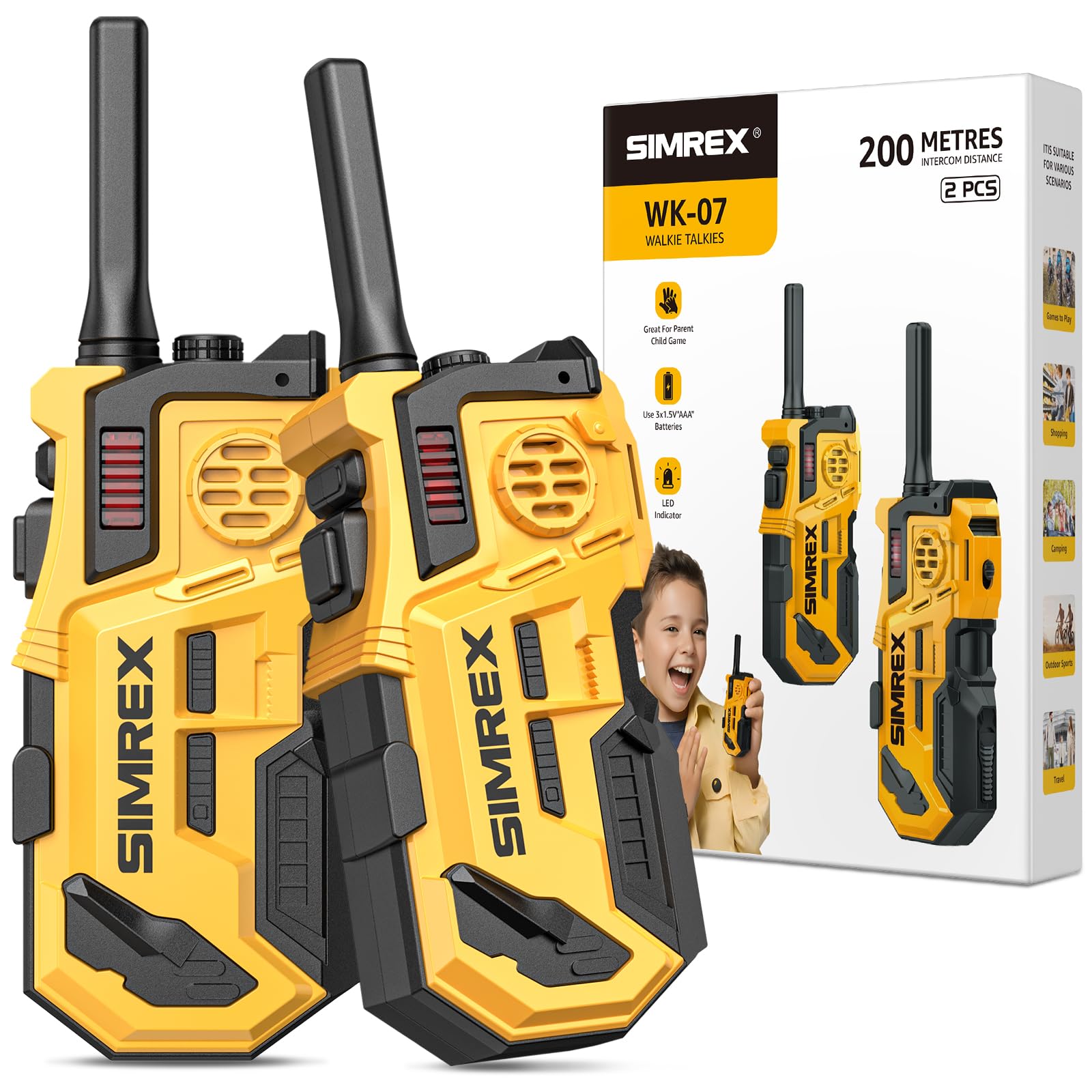 Photo 1 of ** VERY USED* *** SIMREX Walkie Talkies for Kids 2 Pack, HD Radio Long Range Walkie-Talkie, Outdoor and Camping Intercom, Ideal for Kids Aged 3-12