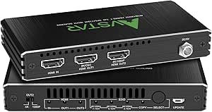 8K@60Hz 4K@120Hz HDMI 2.1 Splitter 1x2,48Gbps,Supports Soundbar,HDCP 2.2,HDCP 2.3 Bypass,Duplicate/Mirror,EDID,Copy,Downscale, HDR,Dolby Vision Atmos,8K HDMI Splitter 1 in 2 Out for Dual Monitors
