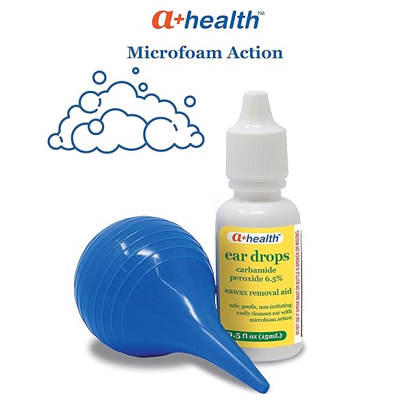 A+HEALTH EARWAX REMOVAL KIT, CARBAMIDE PEROXIDE 6.5%, MADE IN USA, DROPS AND EAR BULB SYRINGE, 0.5 OUNCES