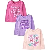 The Children's Place Girls and Toddler Assorted Everyday Long Sleeve Graphic T-Shirts,multipacks