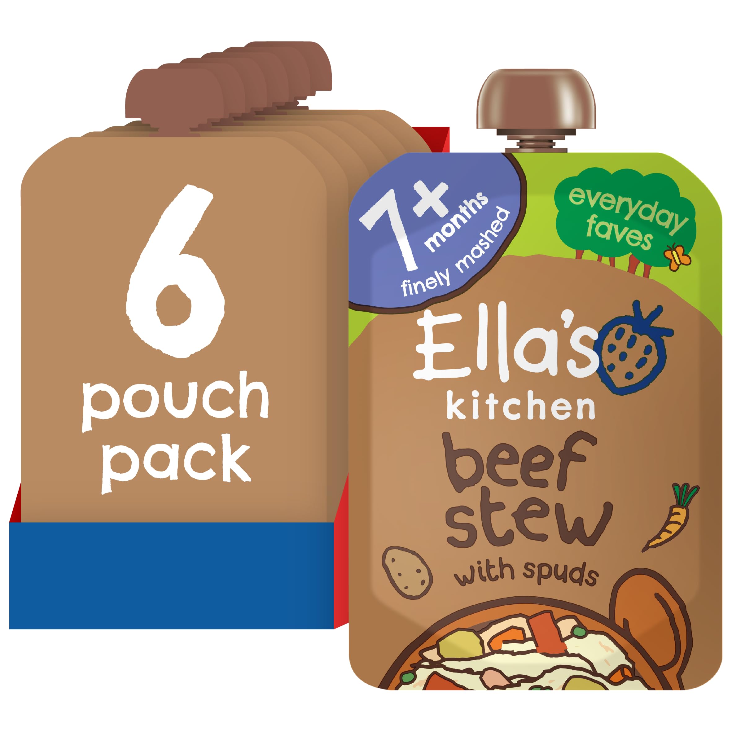 Ella's Kitchen Stage 2 from 7 Months Organic Wonderfully Warming Beef Stew with Spuds 130 g (Pack of 6)