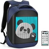 Tesinll Laptop Backpack with Programmable Screen, App Control Led Laptop Backpack, Waterproof Led Bag, Travel, Motorcycle Backpack, Unique Gift for Men or Women,17 Inch Laptop (Blue)