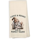 KTYHD Coffee Gnome Kitchen Decor Towels, Coffee and Friends Make The Perfect Blend Dish Towels for Kitchen, Gnomes Decorative Hand Towels for Bathroom Kitchen,Gnome Gifts for Women